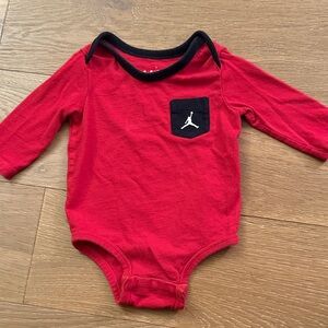 Jordan Red and Black Baby Onesie